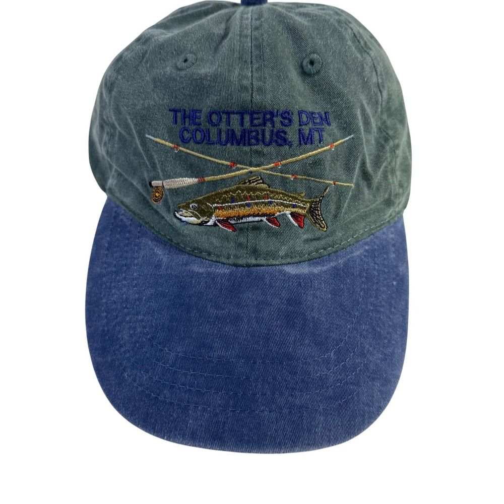 Otto Cotton Baseball Cap OSFM Green Blue The Otter's Den Fishing Trout Montana